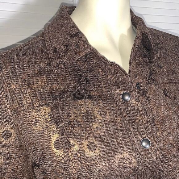 Coldwater Creek Metallic Snap Down Jacket Size 10 - Picture 4 of 12